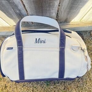 Lands End Pet Canvas Carrier Bag Cream Navy Blue Mesh Top heavy cotton OLDSTOCK